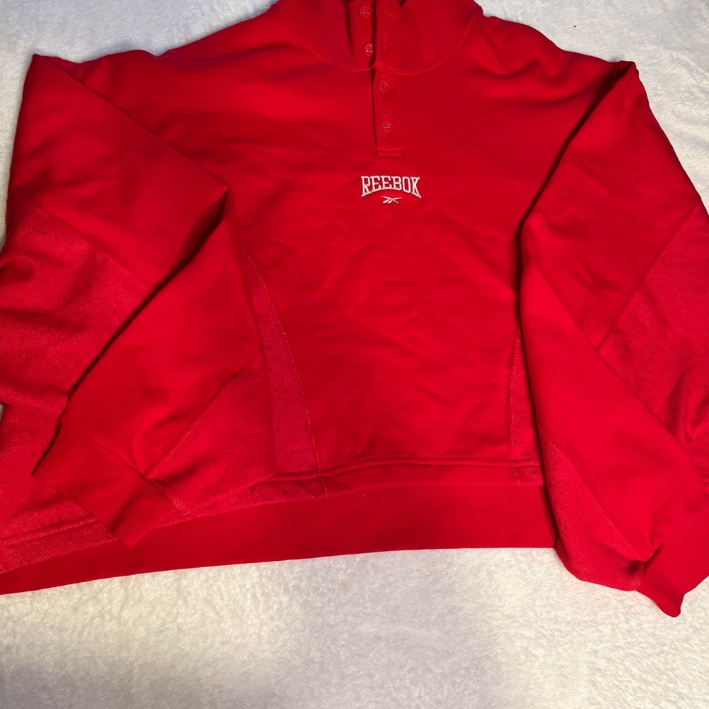 Reebok Red Women's Zip-Up Sweater with Chest Logo